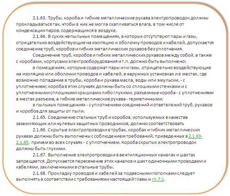 Скрытая проводка внутри помещений по ПУЭ