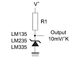 Типовая схема включения датчика LM335