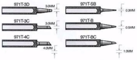 Комплект сменных жал для паяльника SR971 с керамическим нагревателем