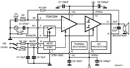 Типовая схема включения TDA7294