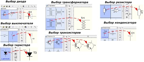 Выбор шаблонов элементов из библиотеки