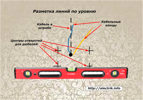 Разметка линий по уровню при монтаже светильников