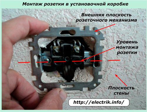 Монтаж розетки в установочной коробке