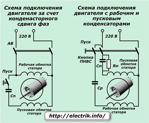 Подключение однофазного двигателя с конденсаторным запуском