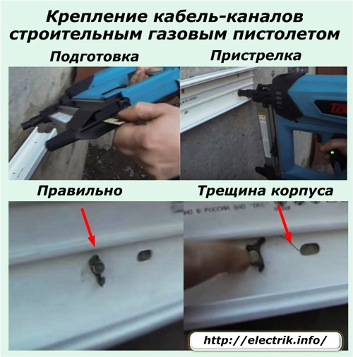 Крепление кабель-каналов строительным пистолетом