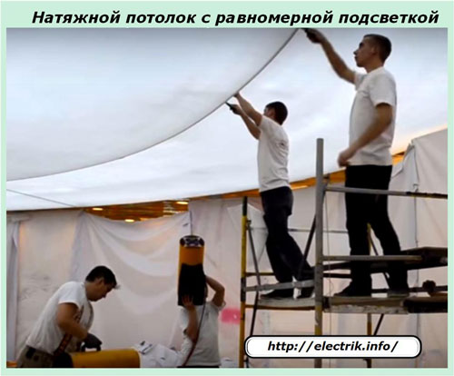 Натяжной потолок с равномерной подсветкой