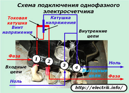 Схема подключения однофазного электросчетчика