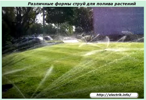 Различные формы струй для полива растений