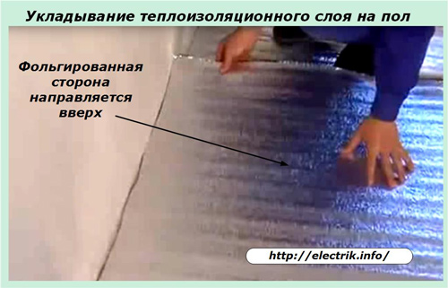 Укладывание теплоизоляционного слоя на пол
