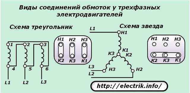 Виды соединений обмоток у трехфазных электродвигателей