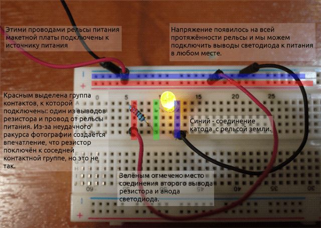 Простая электронная схема на плате