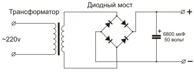Схема простого блока питания