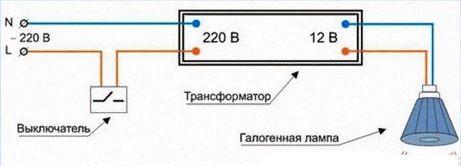 Схема питания галогенных ламп