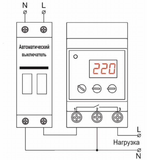 Схема подключения реле напряжения