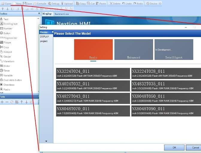 Работа в Nextion Editor