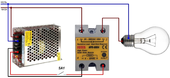 Схема подключения реле FOTEK HPR-80AA