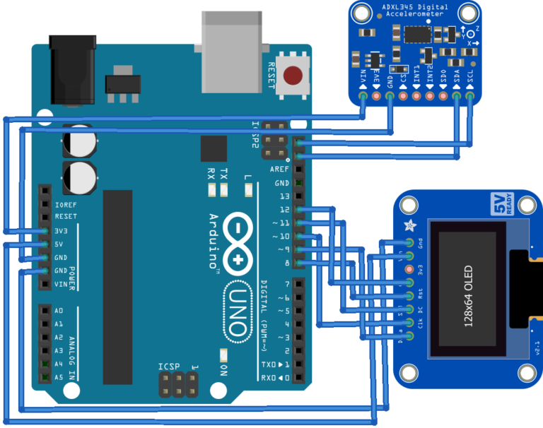Принципиальная схема шагомера на базе Arduino